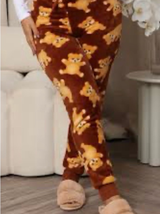Plush Teddy Bear Pajama Set - Rust Brown